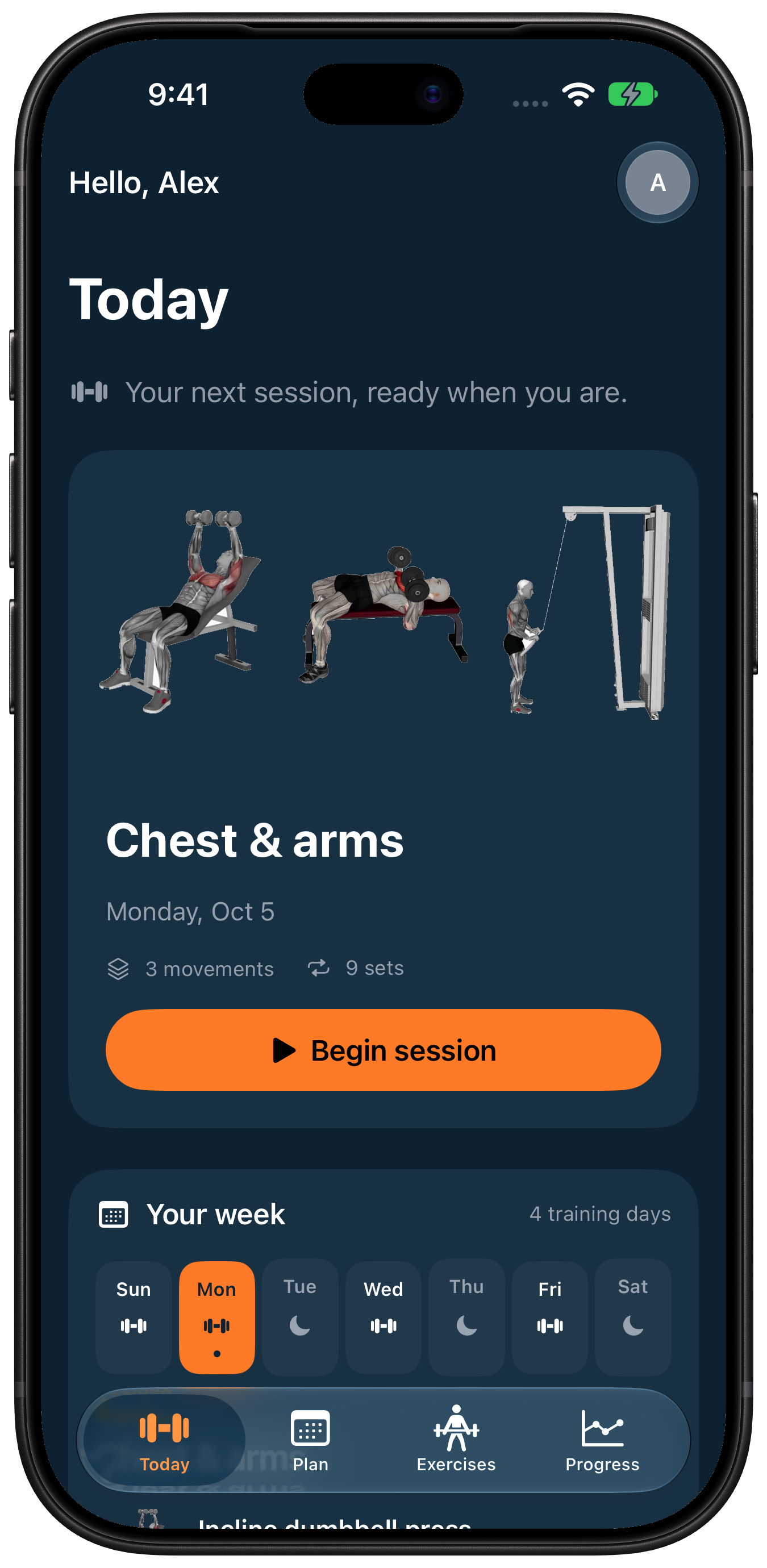 FocusFit Today screen
